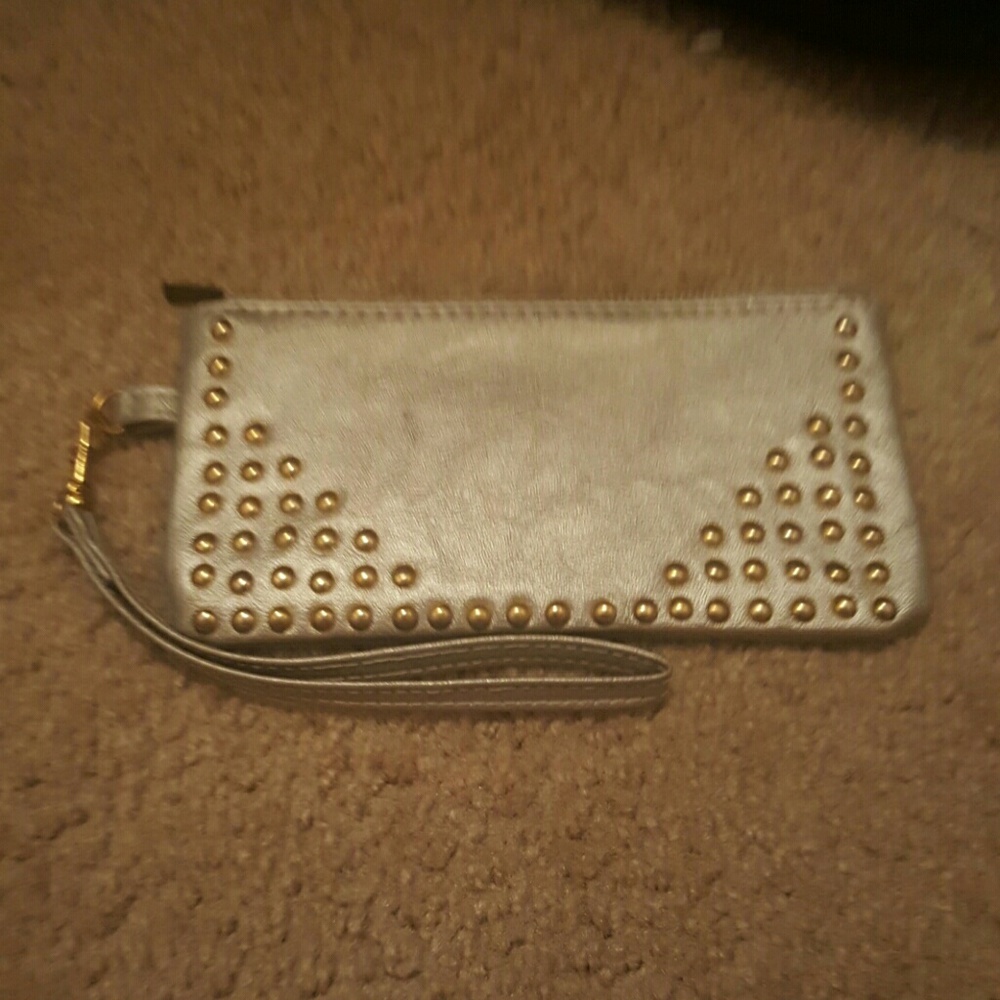 silver hardware wristlet