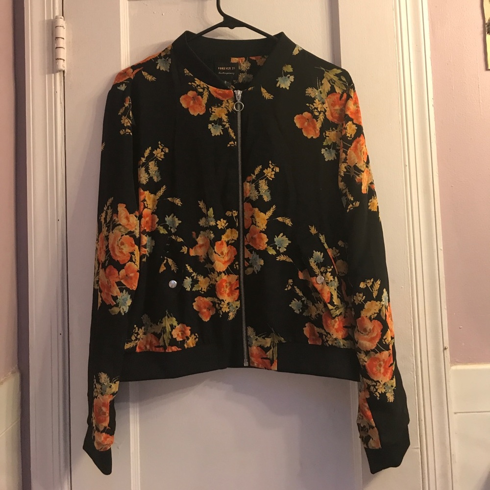 Lightweight Floral Bomber Jacket