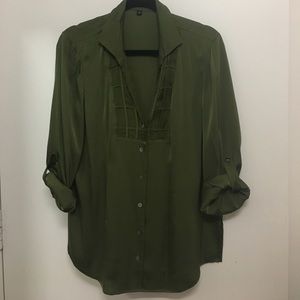 100% Silk green blouse, Nordstrom - 8, lovely!