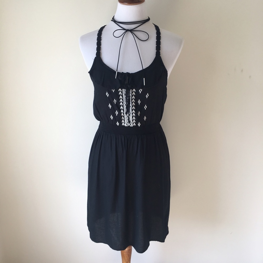 AEO Black Dress Crocheted Neckline - Picture 2 of 4