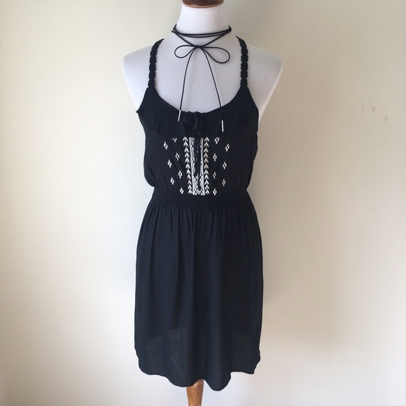 AEO Black Dress Crocheted Neckline - Picture 2 of 4