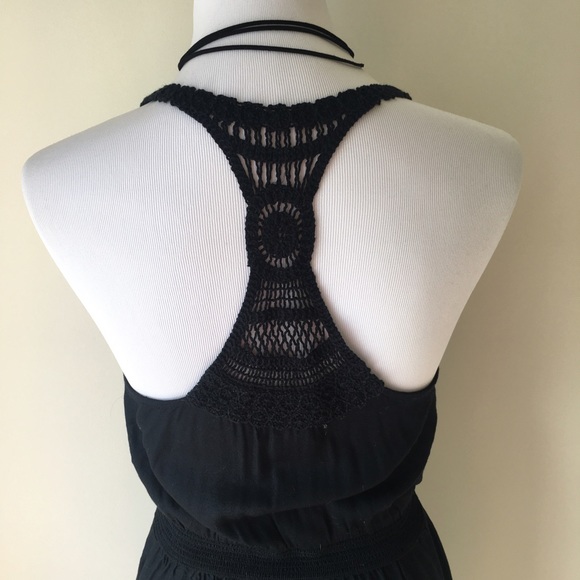 AEO Black Dress Crocheted Neckline - Picture 3 of 4