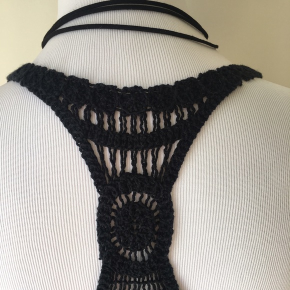 AEO Black Dress Crocheted Neckline - Picture 4 of 4