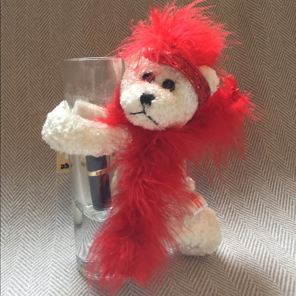 Red hat Chantilly Lane bear vase hugger