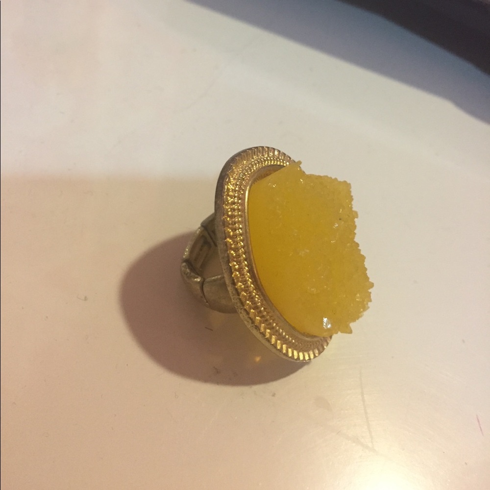 Oversized yellow quartz ring