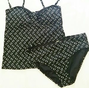 Black and white tankini