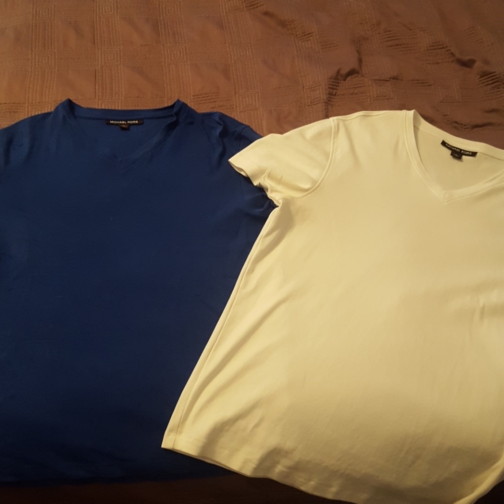 White and Blue Michael Kors T-shirts - for both