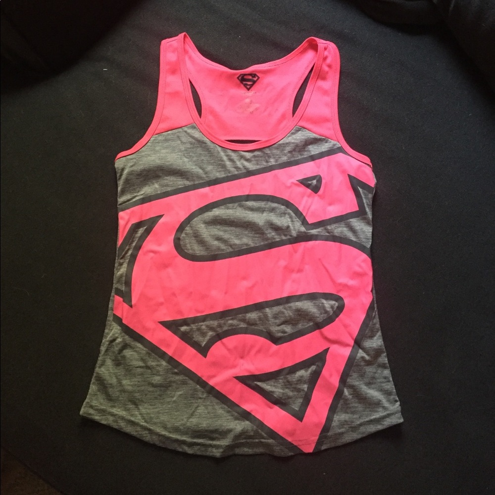 Pink superman tank top