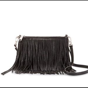 Rebecca Minkoff Black Leather Fringe Crossbody