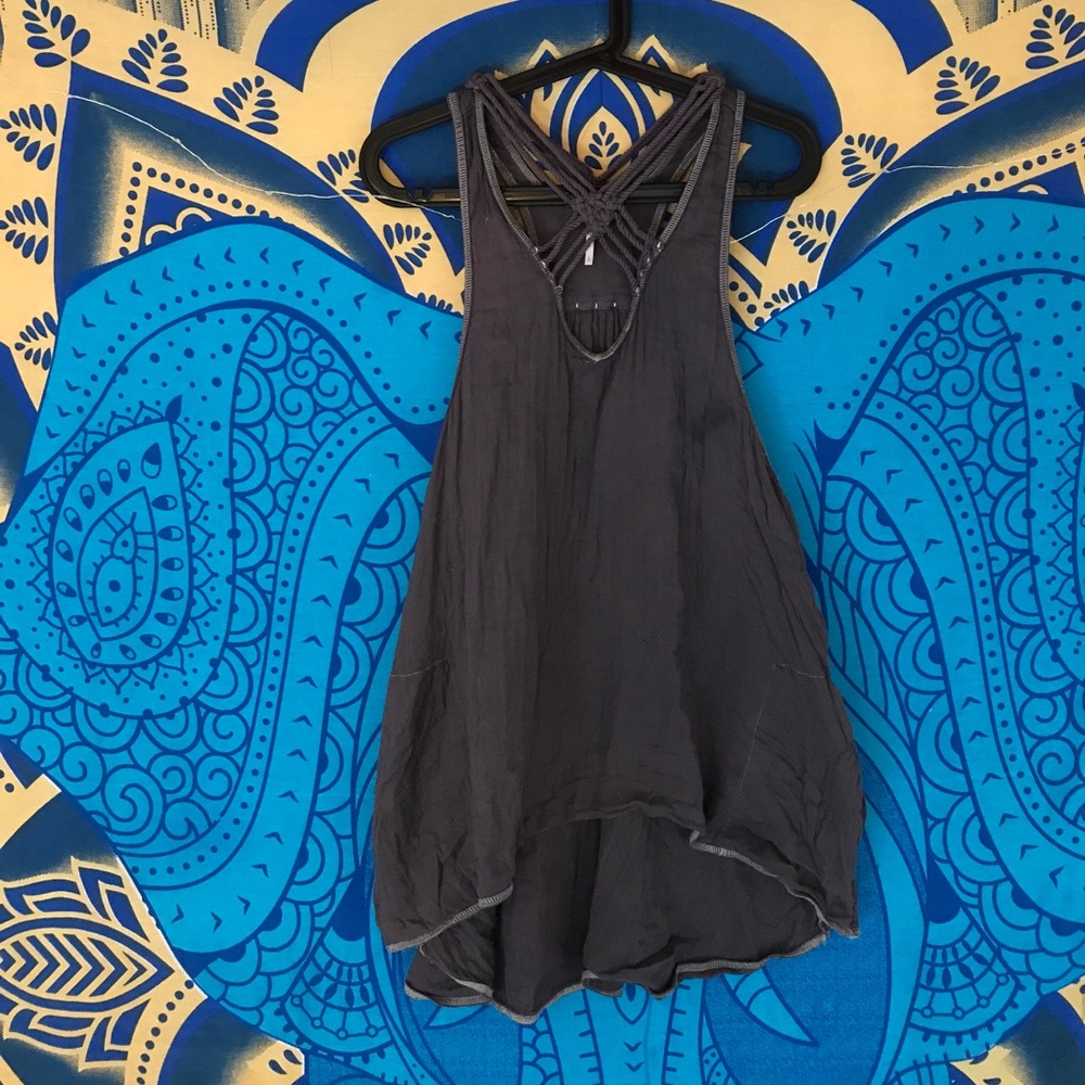 Free people off purple macramé top