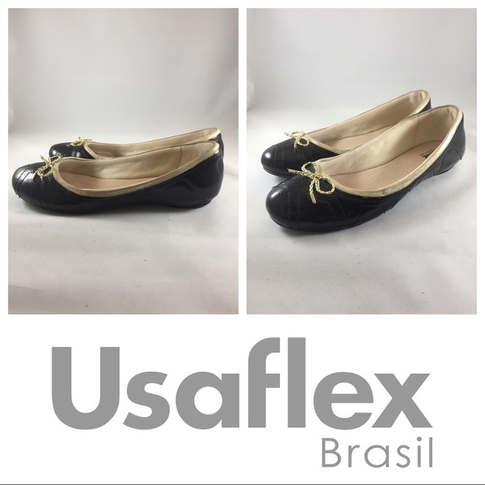 USAFlex | Black & Gold Ballet Flats | 8