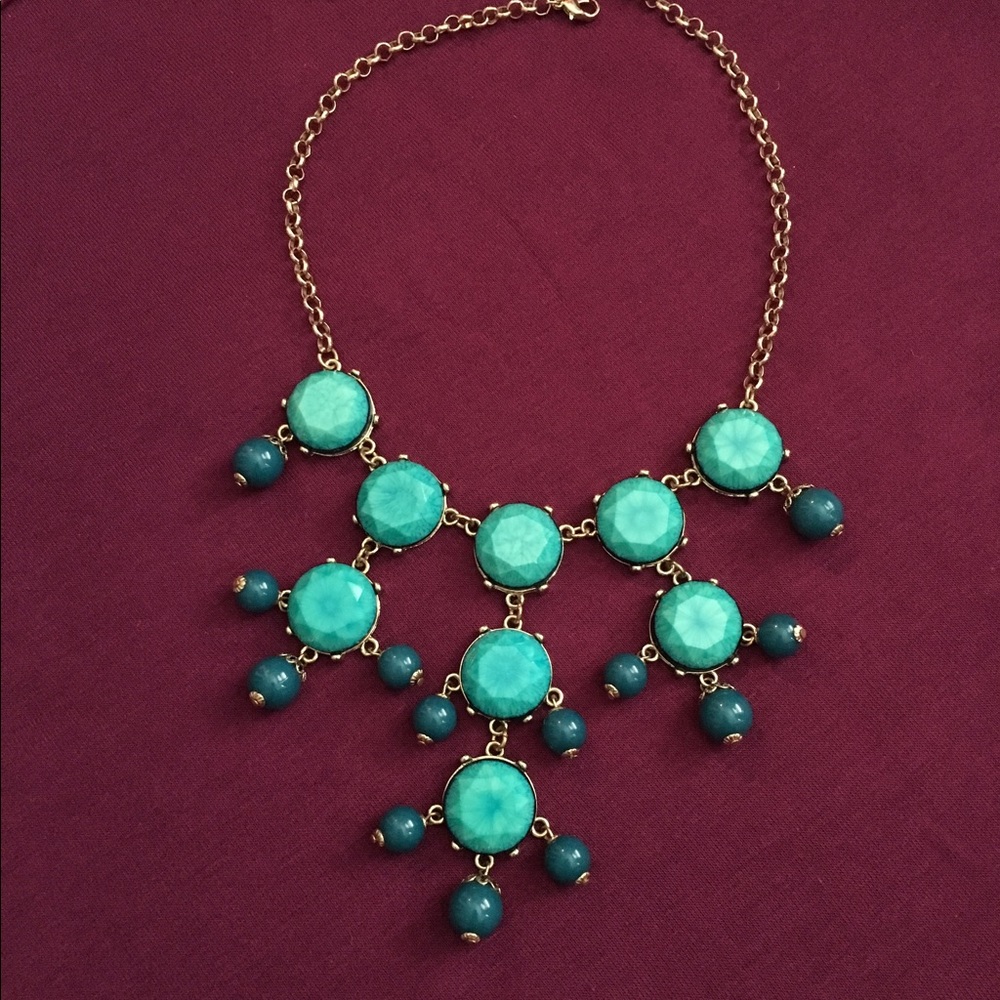 Teal Goldtone Statement Neckless