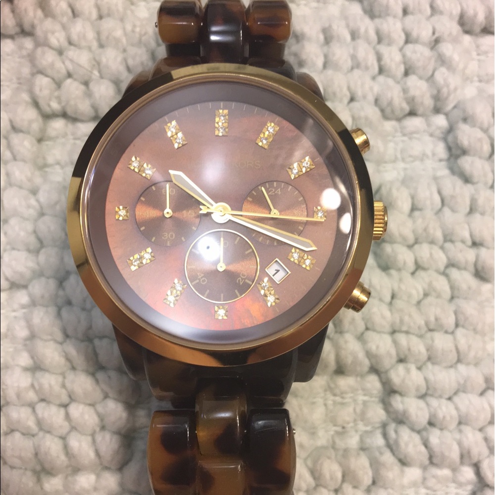 Tortoise Shell and Gold Michael Kors Watch