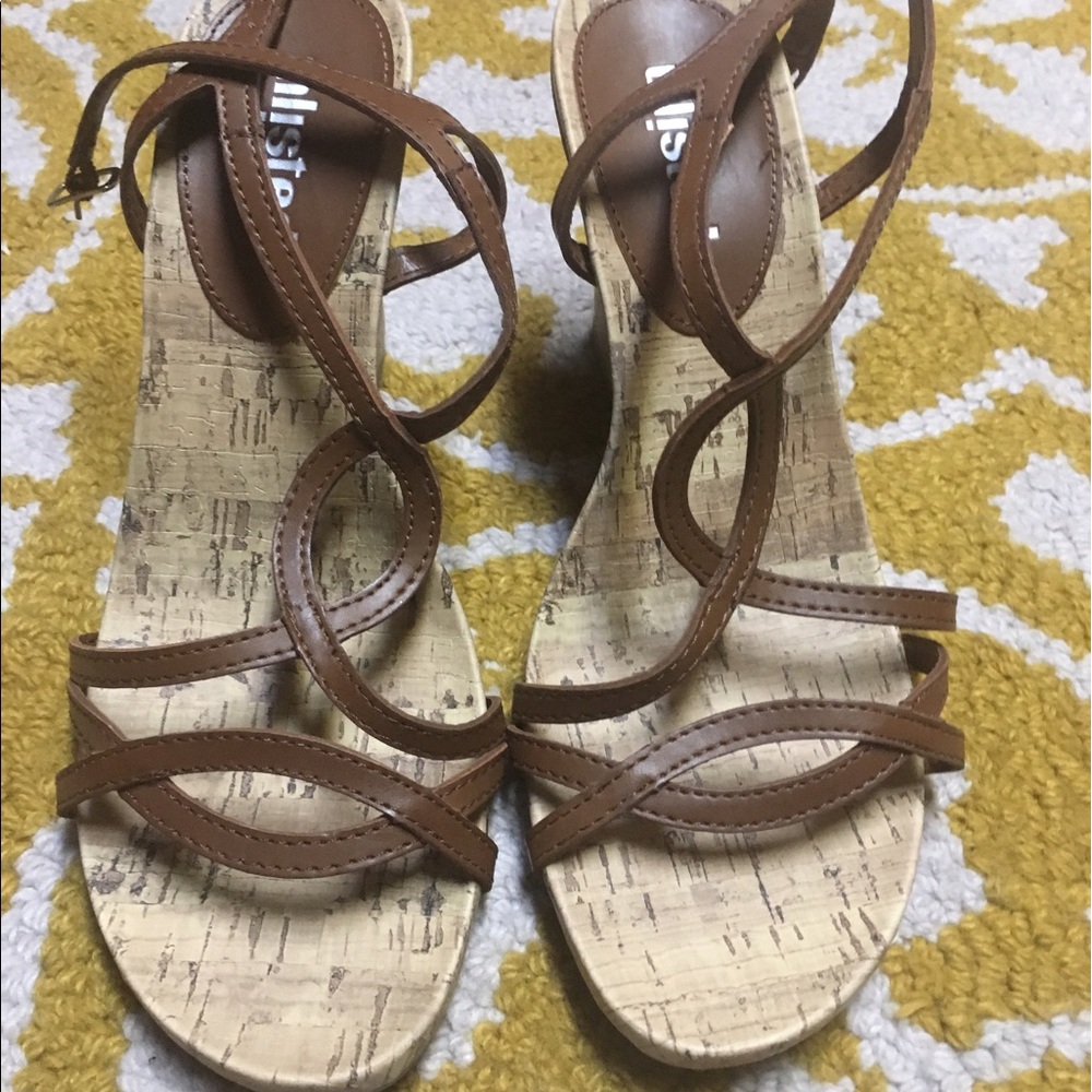 Brown wedge sandals