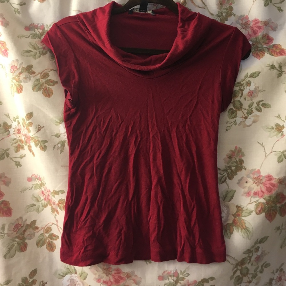 Beautiful deep red cowl neck tee