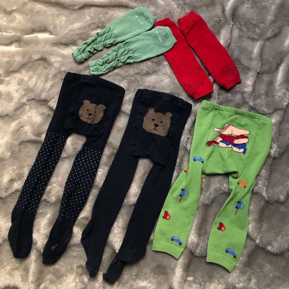 Bundle 3 pairs of tights & 2 pairs leg/arm warmers