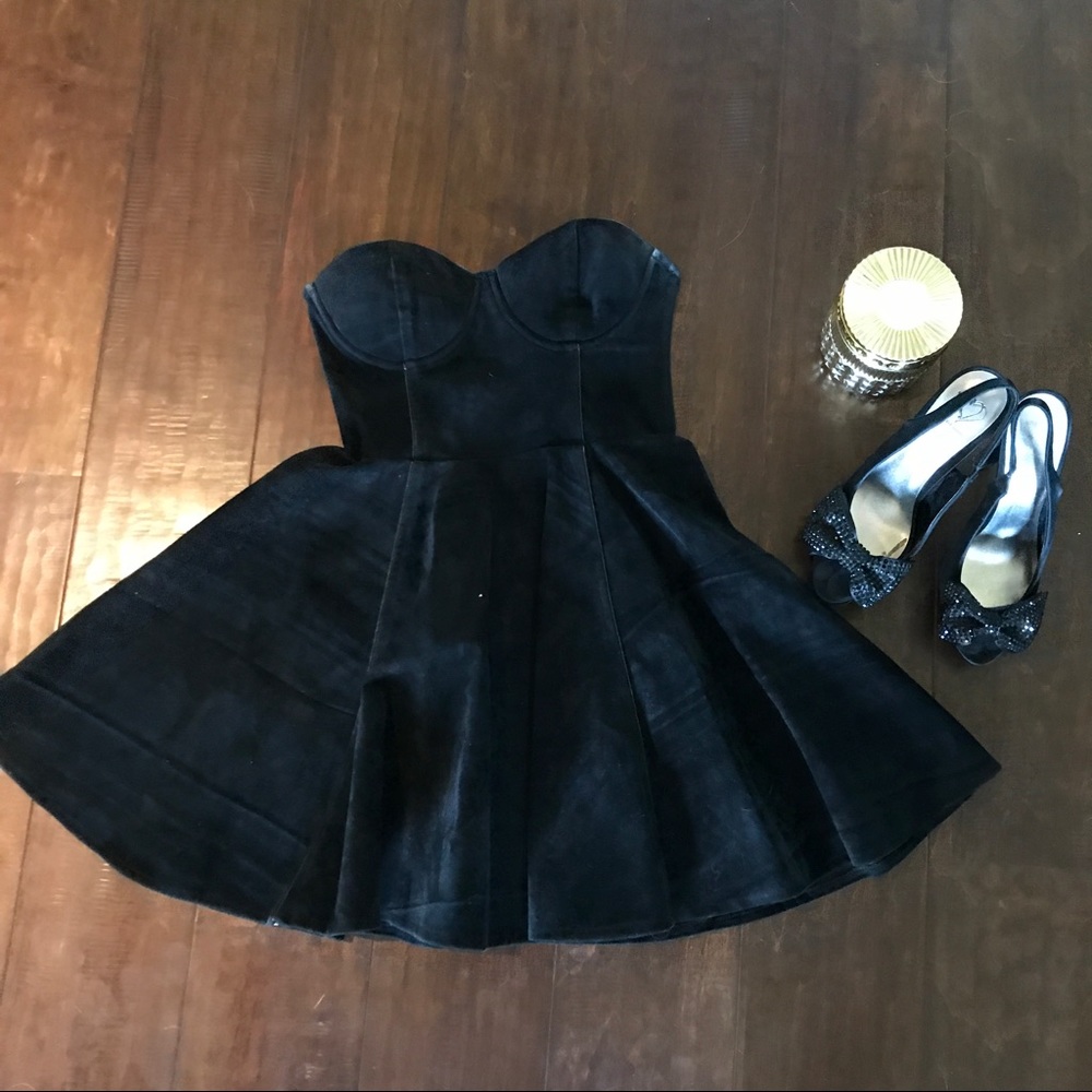 MINKPINK Black Strapless Suede Dress Size Medium