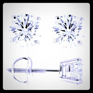 4ct stud earrings in solid 14k white gold