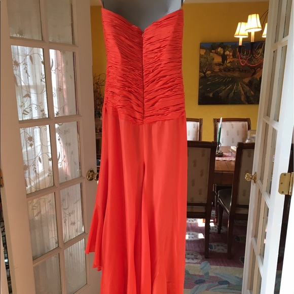 Jovani orange strapless prom dress size 4 - Picture 2 of 2