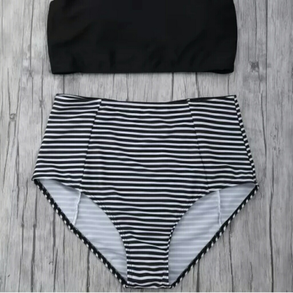 ****SOLD**** - Striped High Waisted Bikini Bottoms