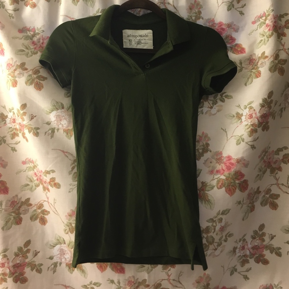 XS Like New Dark green stretchy Aeropostale polo