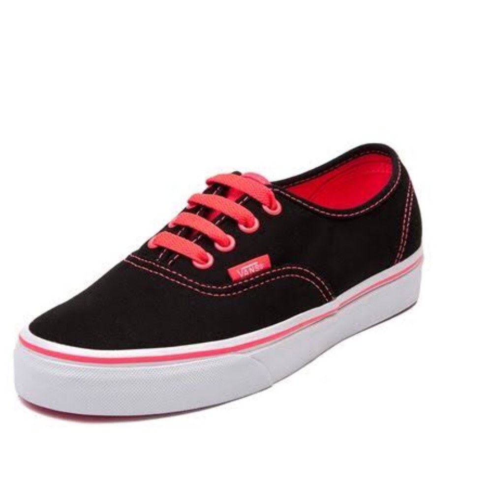 Black and neon pink vans