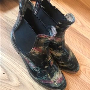 Floral rain booties
