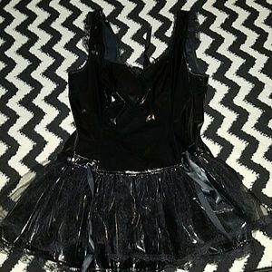 hot topic black leather corset dress halloween