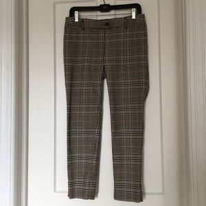 Brown plaid slim fit pants