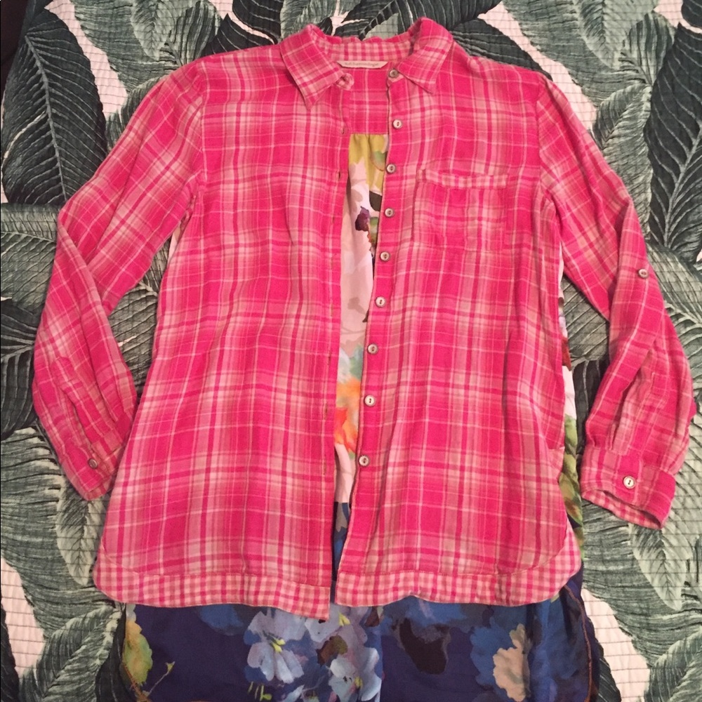 Soft Surroundings Pink Button Up Flannel