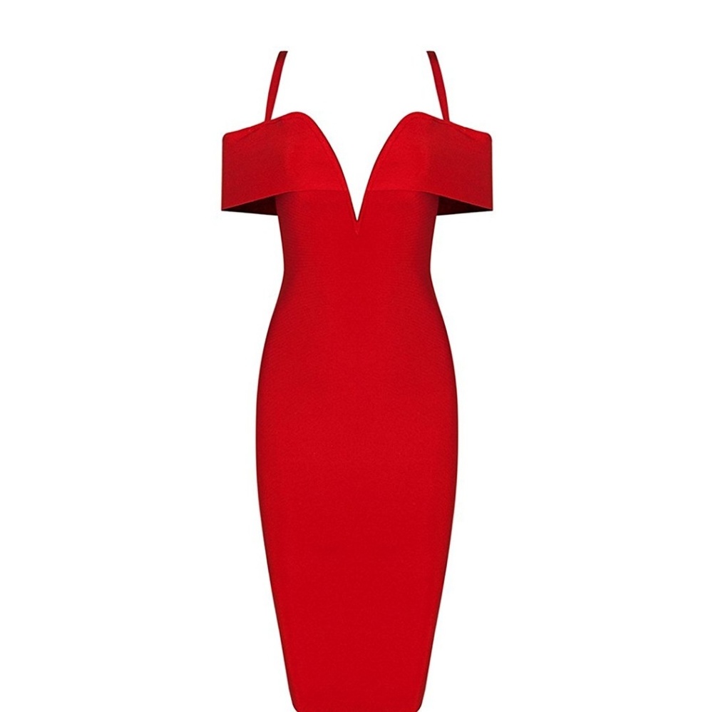 Off shoulder spaghetti strap bandage dress