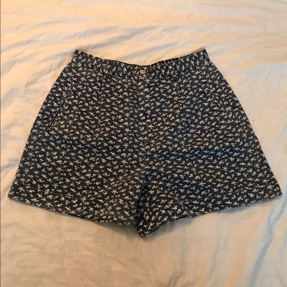 Vintage Floral Denim Shorts