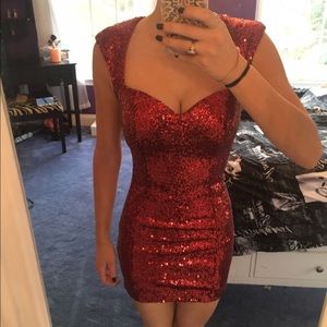 Red sequin Guess dress