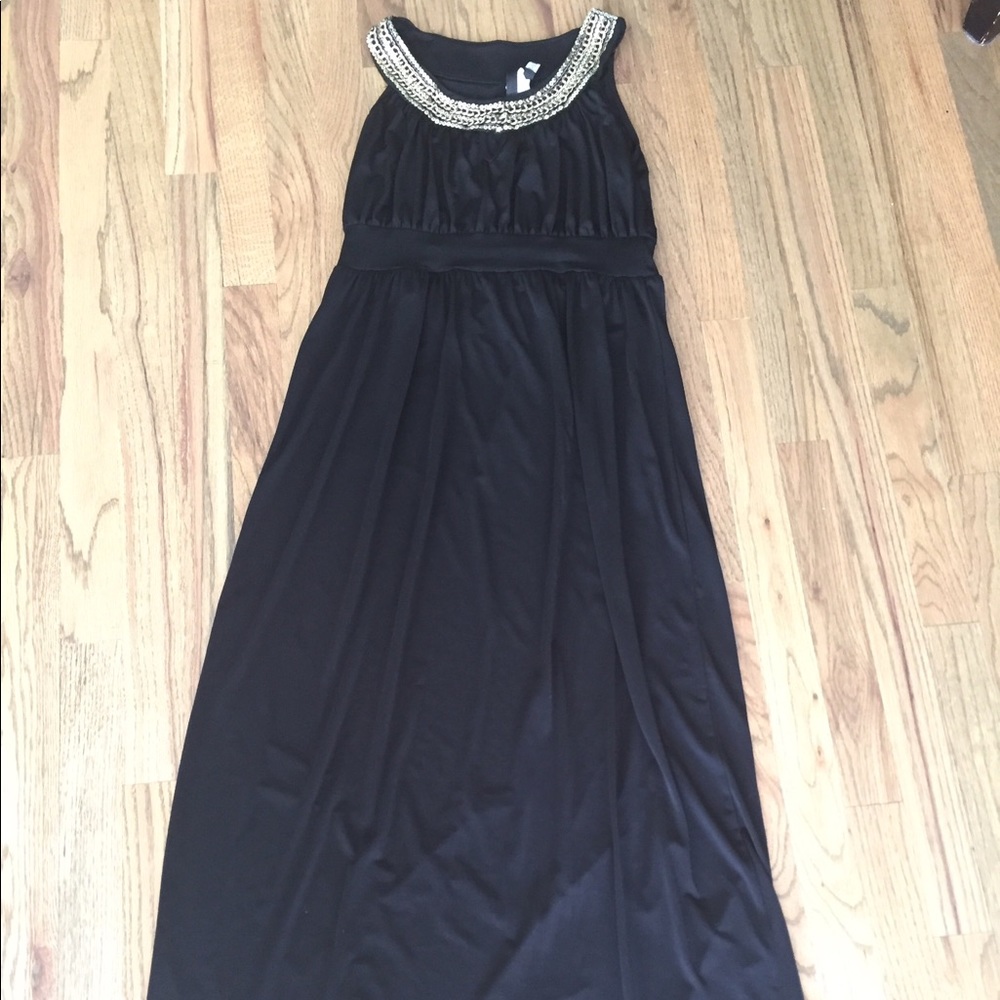 Black Maxi dress with gold embellishment