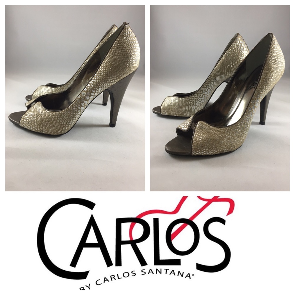 Carlos Santana | Silver Peep Toe Pumps | 8