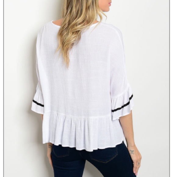 Pretty white peplum blouse, EUC - Picture 2 of 3