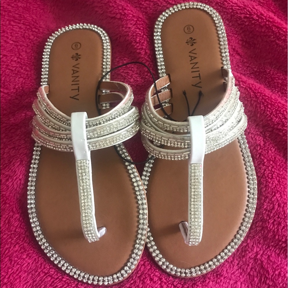 Rhinestone embellished thong sandals