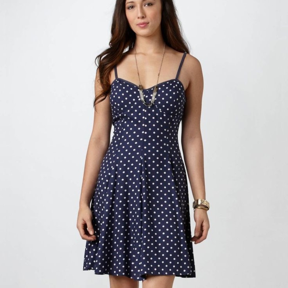 Navy polka dot skater dress