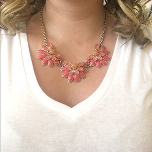 Banana Republic pink floral statement necklace