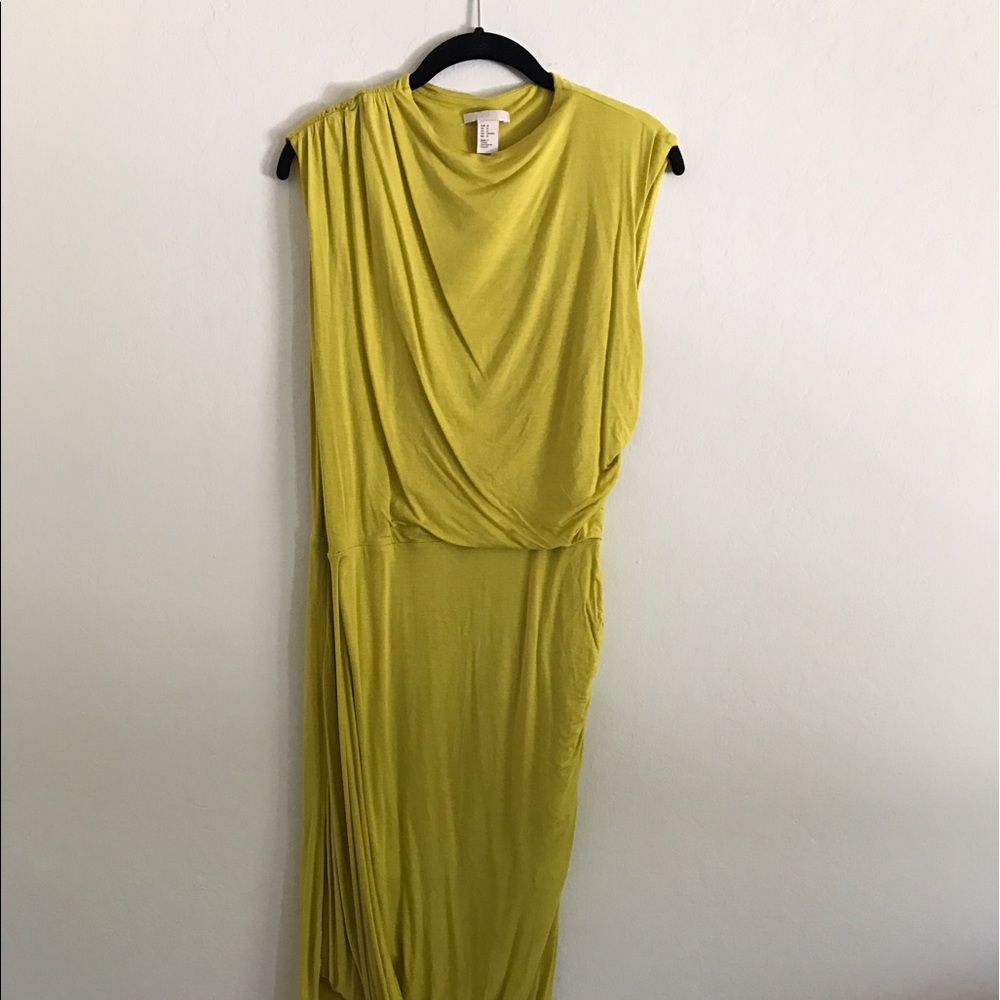 H&M chartreuse Grecian midi dress.