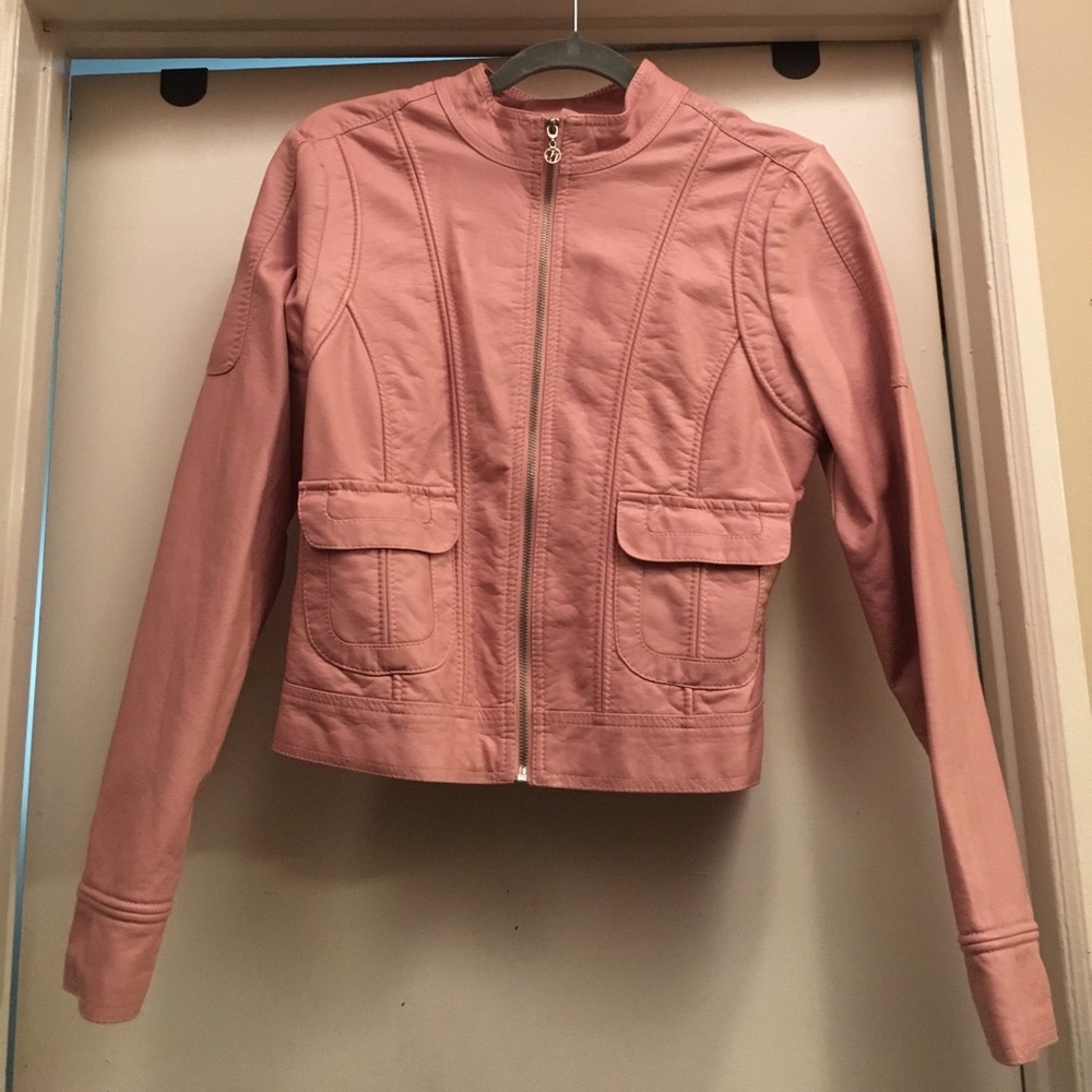 Vegan leather cropped bomber jacket