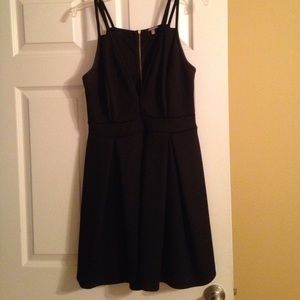 Black dress with deep v-neck