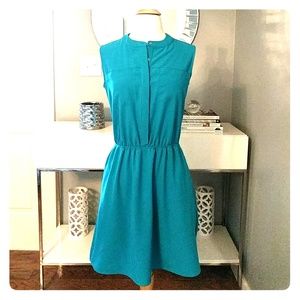 Turquoise Shirt Dress With Pockets