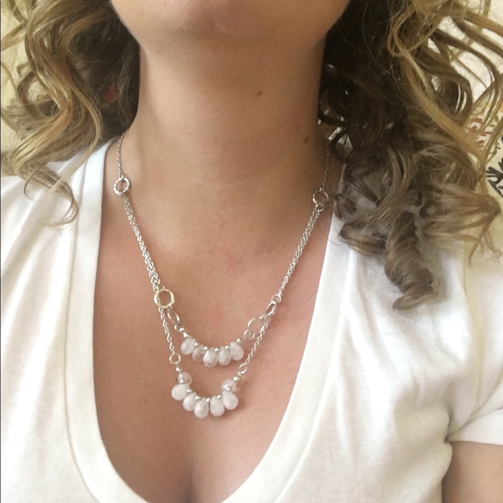 White and Silver multi strand necklace