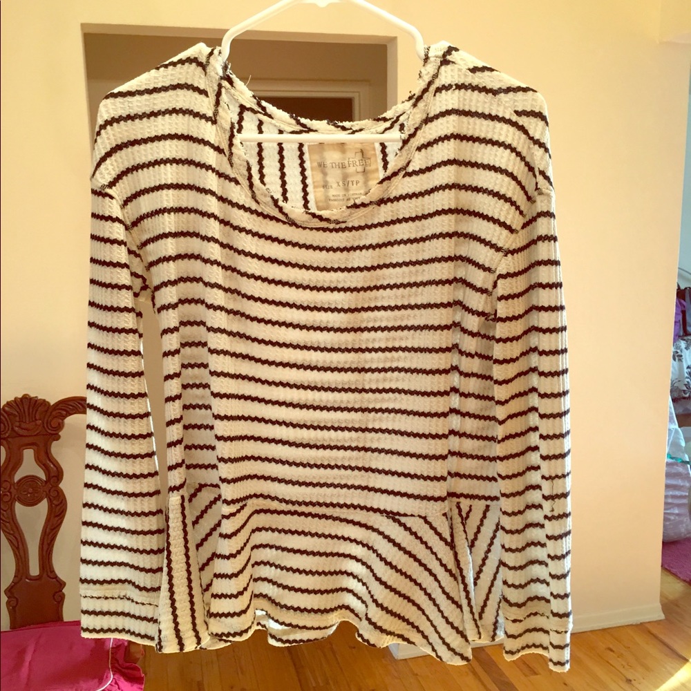 Free People Striped Peplum Sweater shirt