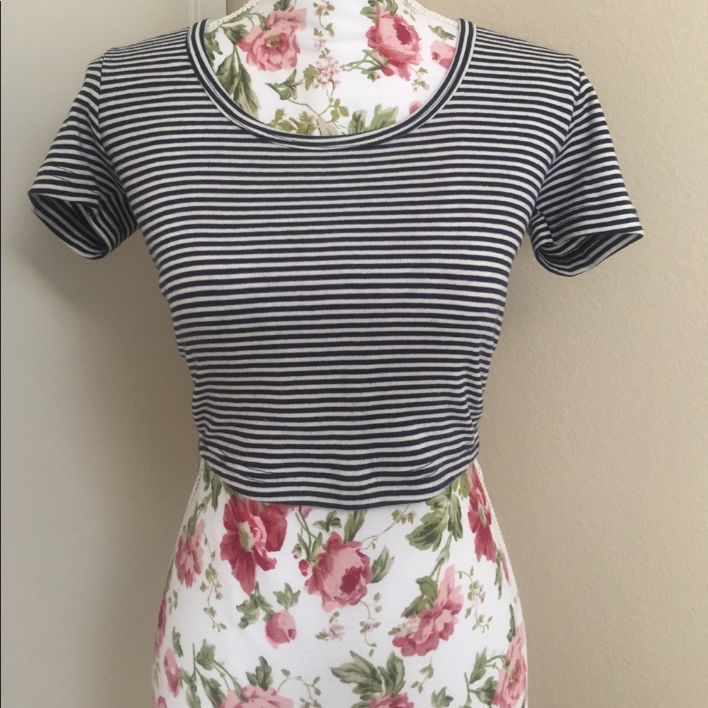 Navy Blue & White stripped top