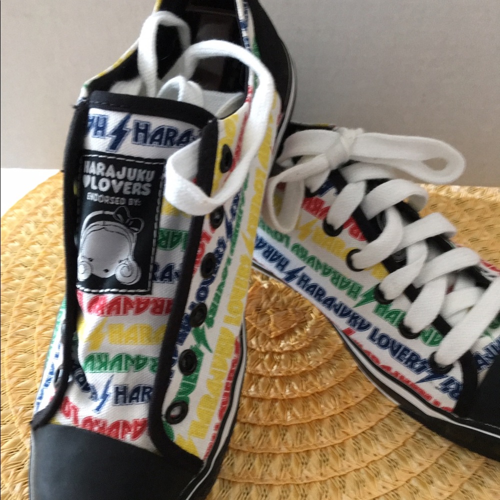 HARAJUKU- LOVERS Multicolored Canvas Sneakers Sz:7 NWOT