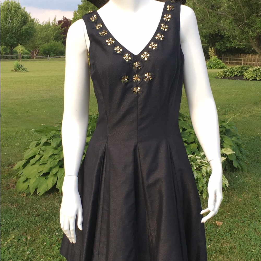 Lilly Pulitzer black dress with rhinestones & gold