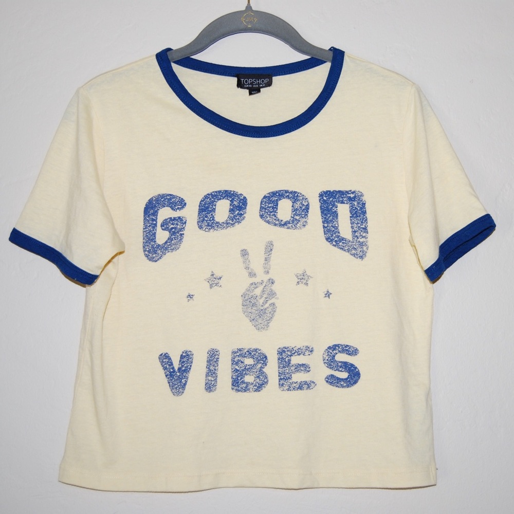 Topshop 'Good Vibes' Cropped Tee