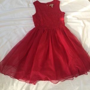 Knee Length Girl Dress Red